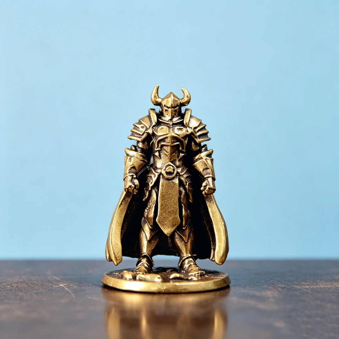 Vintage Brass Knight Mini Figurine Medieval Warrior Desk Decor Retro Armor Collectible Desktop Ornament Office Shelf Decoration