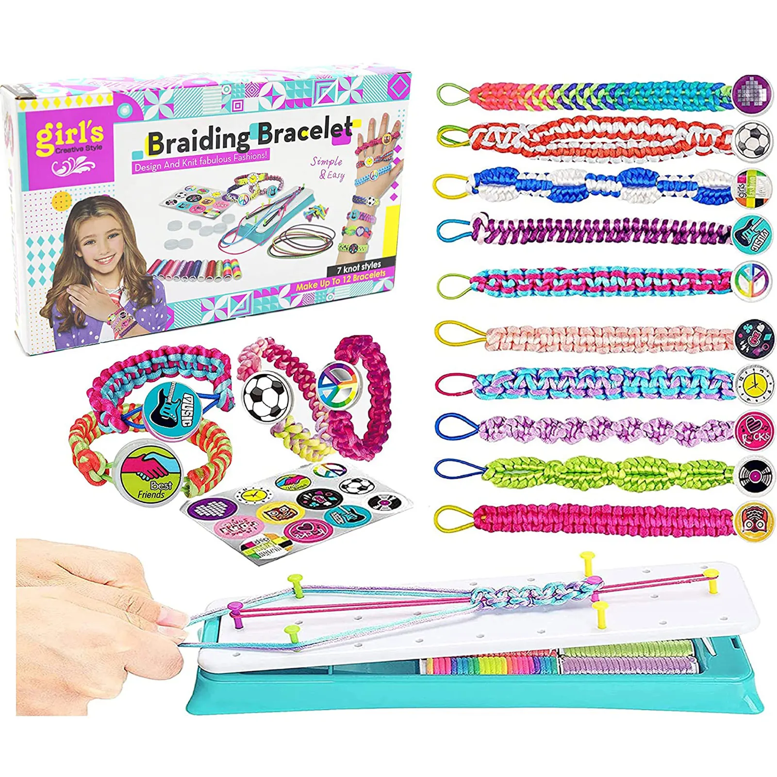 

Girls DIY Bracelet Making Set Colorful Ropes Beads Kit For Making Friendship Necklace Art Craft Jewellery Toys For Children Gift