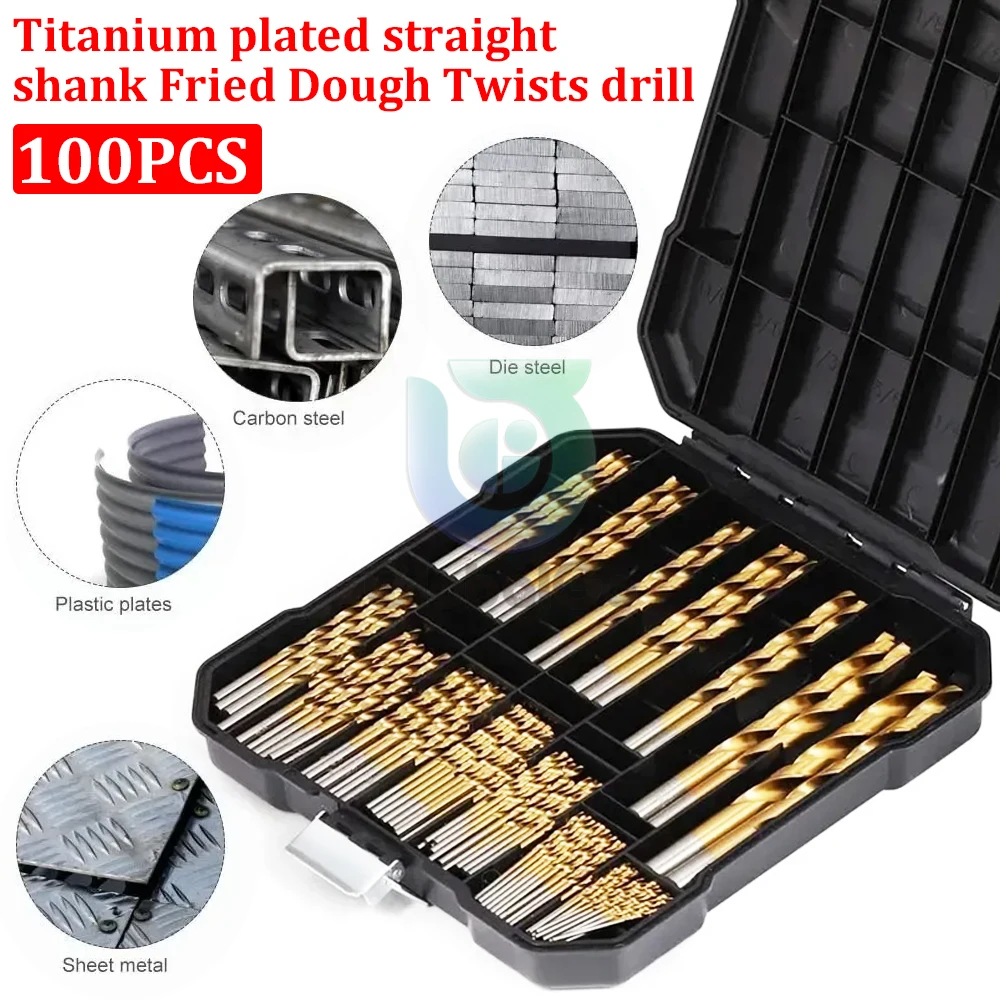 Bor Putar baja kecepatan tinggi, 99 buah/set 1.5 mm-10 mm, aksesori alat listrik bor putar berlapis Titanium untuk pekerjaan logam