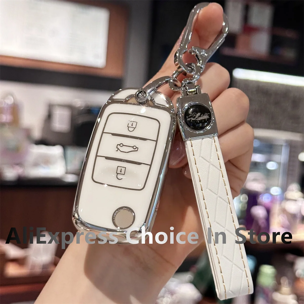 Car Key Fob Cover with Keychain for Changan CS15 CS35 CS75 CS95 V3 V5 V7 Eado Raeton Plus Coupe Smart Remote Key Holder