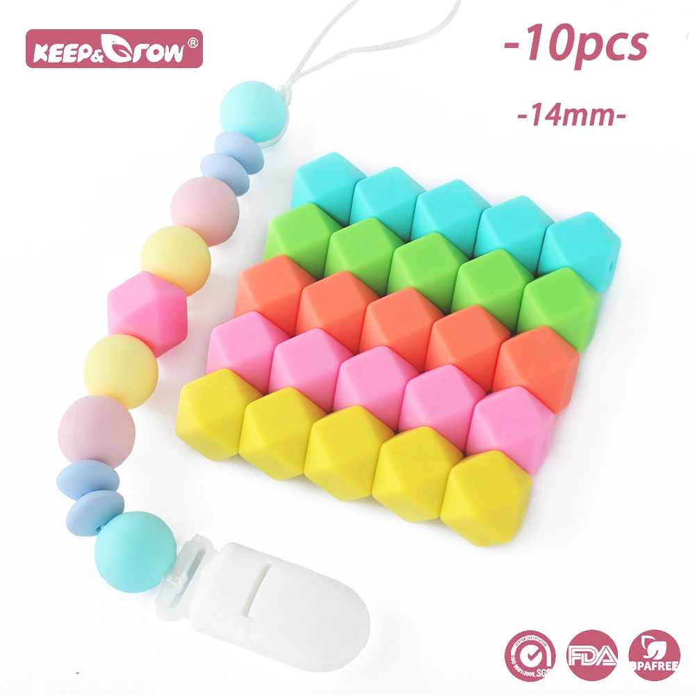 

10Pcs Hexagon Silicone Beads 14mm Hexagon Beads Food Grade Silicone Teether Baby Teething Beads DIY Pacifier Chain Accessories