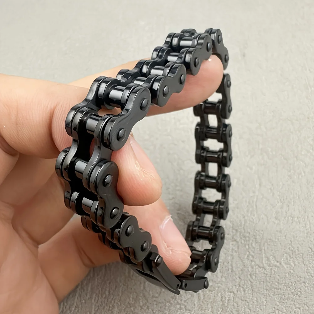 1pcs Punk Rock Stainless Steel Biker Mens Bracelet Link Chain Motorcycle Bike Bicycle Chain Bracelets Bangles Jewelry image 3