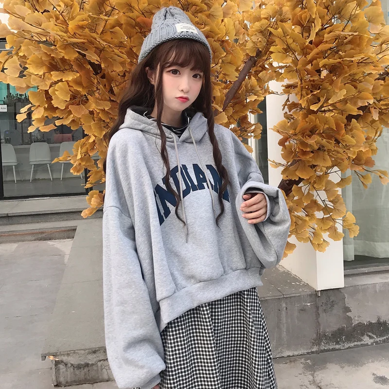 Hoodies Women Hooded Thick Aesthetic Loose False Two-piece Letter All-match Leisure Simple Trendy Shcoolgirls Clothing Stylish