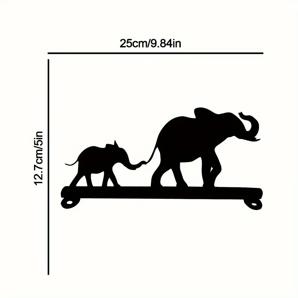 CIFBUY Metal Wall Art Elephant Baby Silhouette Iron Craft Sculpture Outdoor Mailbox Decor Plaque