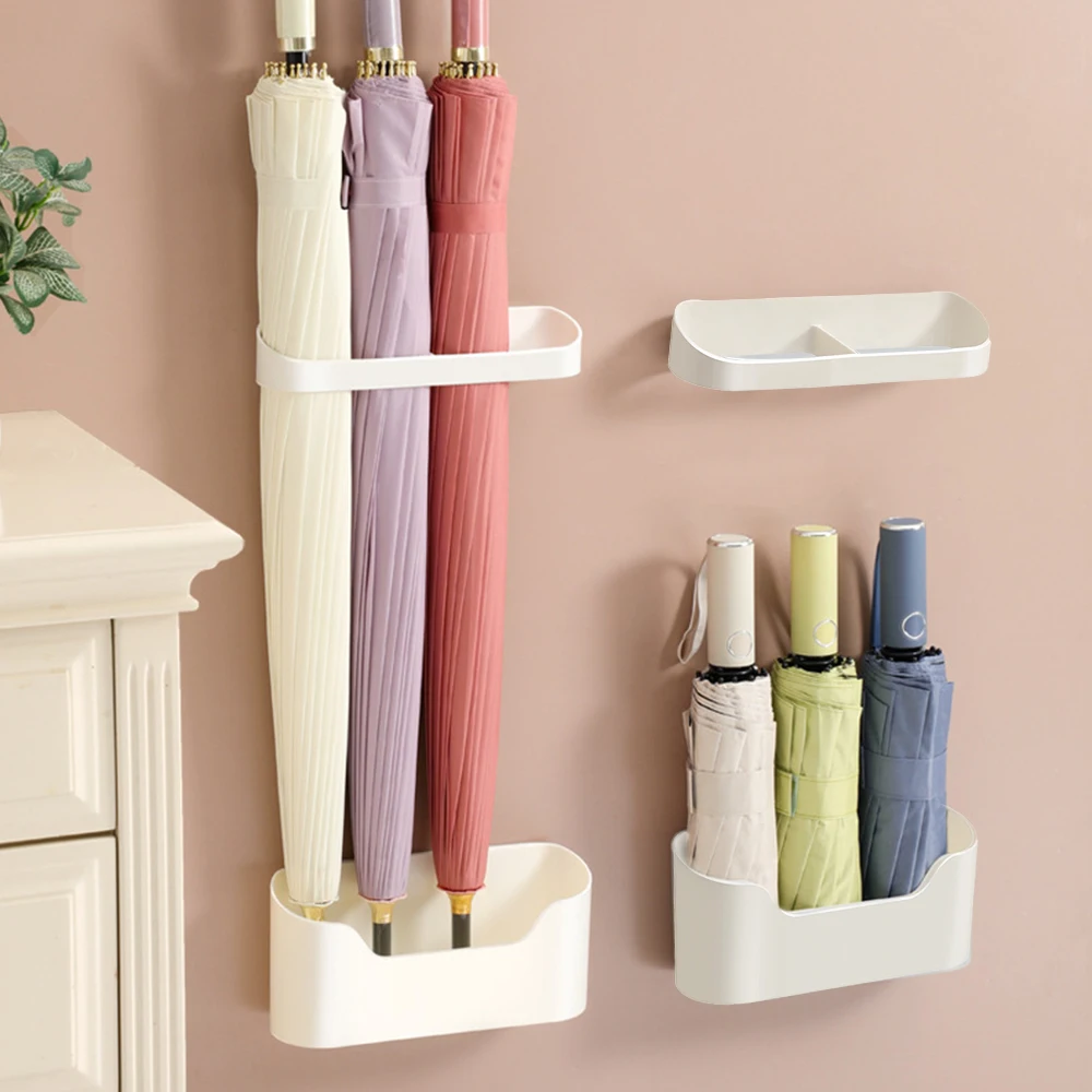 Wall-mounted Umbrella Holder Nail Free Fastener Style Adjustable Home Umbrella Storage Rack Long and Short Umbrella Stand 우산꽂이