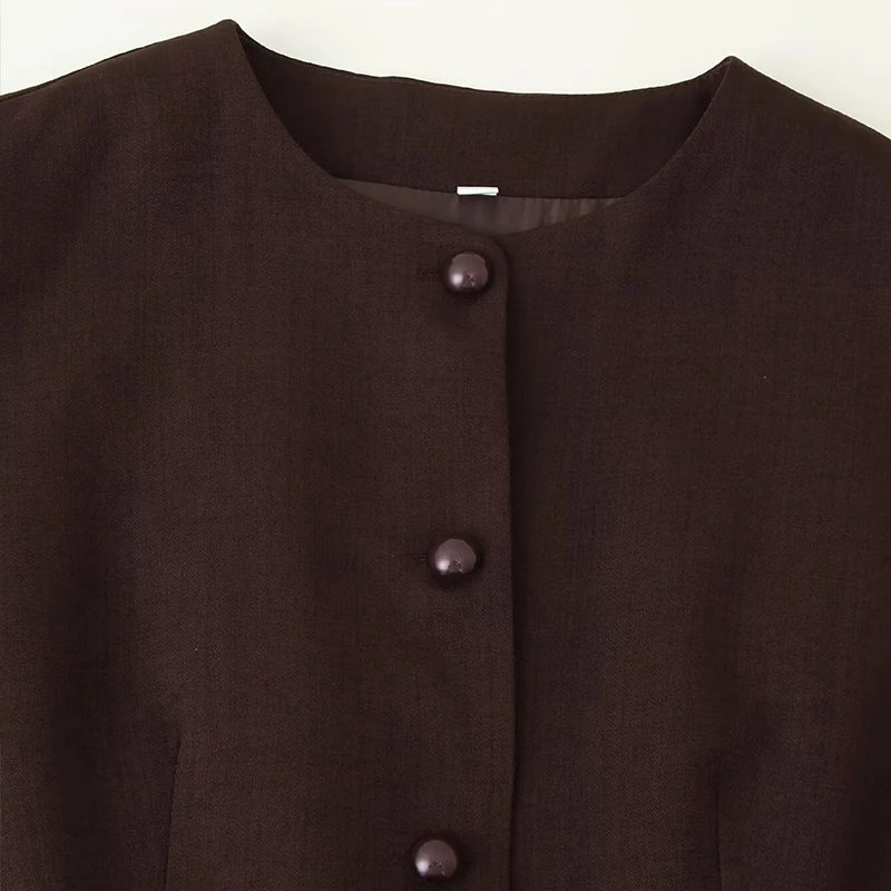 2025 جديد إمرأة أنيق دعوى سترة طاقم الرقبة أكمام الخصر Cinched المرأة سترة أنيقة تحمل شعار لعبة البيسبول موضة طبقات الزي الرسمي Trafizaran #5