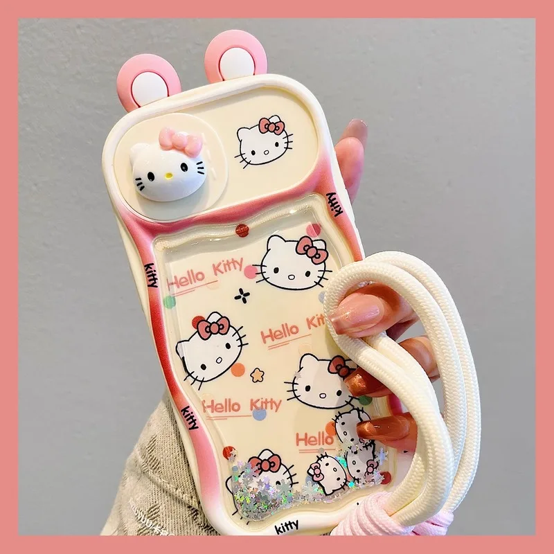 Funda de teléfono Apple 14 Iphone 15 Promax/16 nuevo Ins dibujos animados 3d oreja Hello Kitty 14 Pro Fun 13 mujeres 15 Anti caída 12 cordón de moda