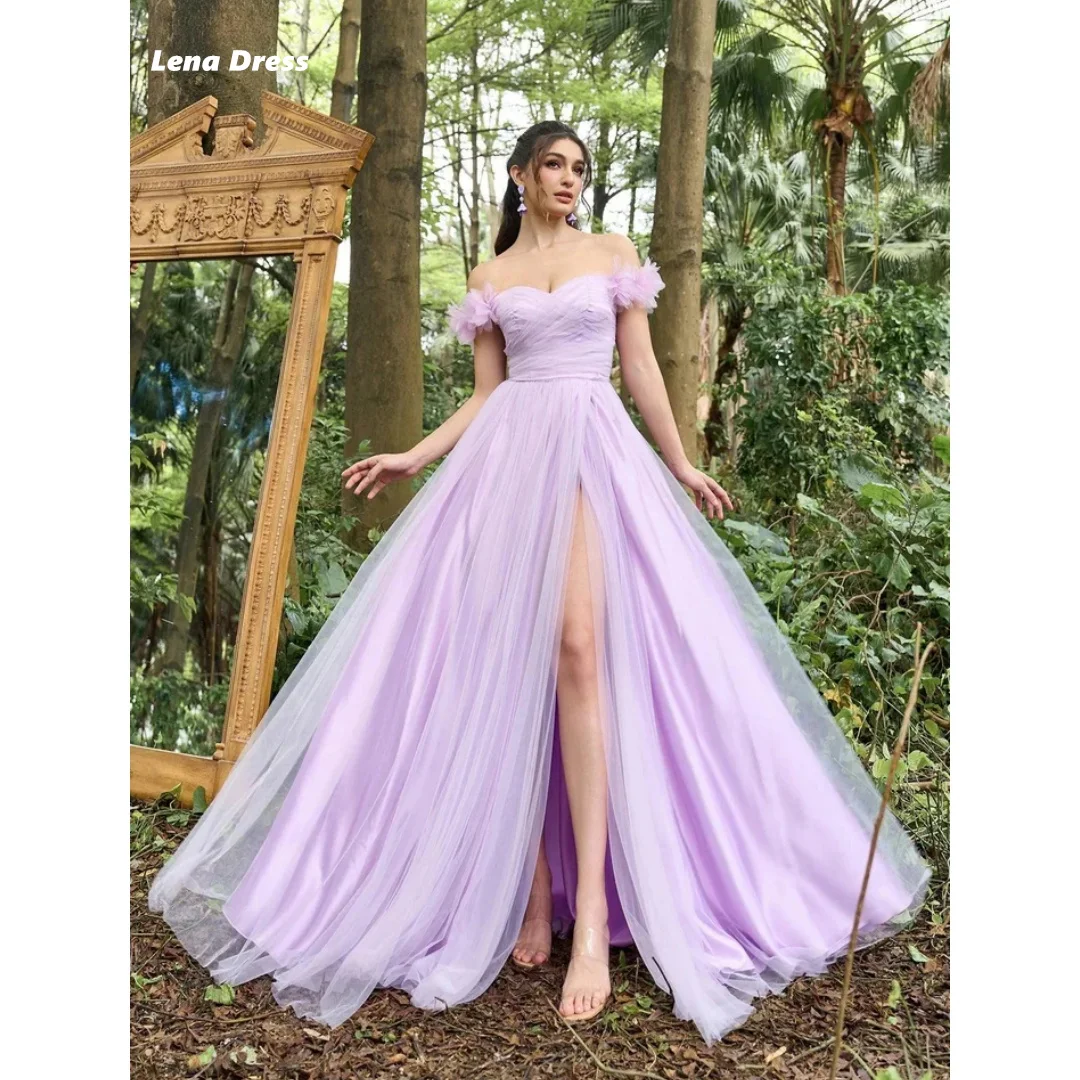 

Lena Off-shoulder Wedding Party Dress Custom Made Women Evening Dress Luxury Elegant Line A Luxury Prom Dresses 2025 Side Slit