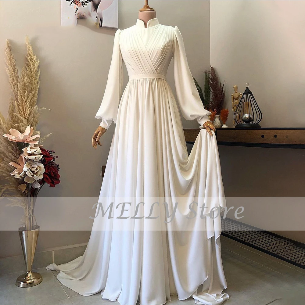 Robe De Soirée style marocain pour femmes, tenue De Soirée De standing, manches longues bouffantes, en Jersey, ligne a, avec traîne