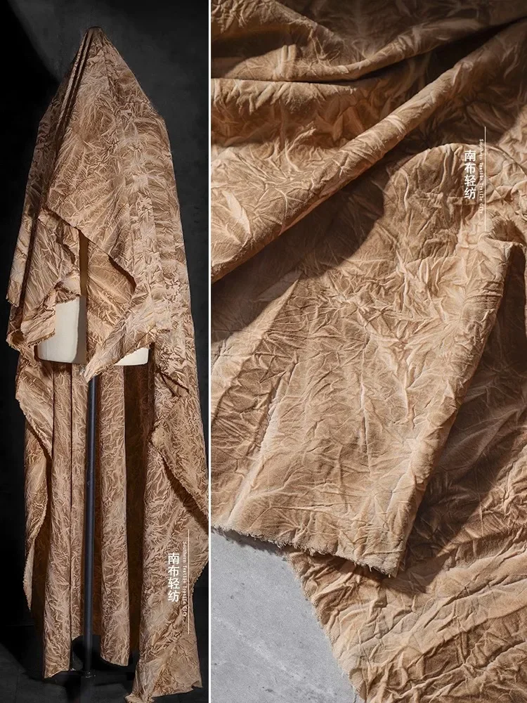 

Ткань из хлопка и льна с эффектом тай-дай, в ретро-стиле, с плиссировкой, для сумок, одежды, дизайна, шитья, ткани для рукоделия, продается на метры и в рулонах.