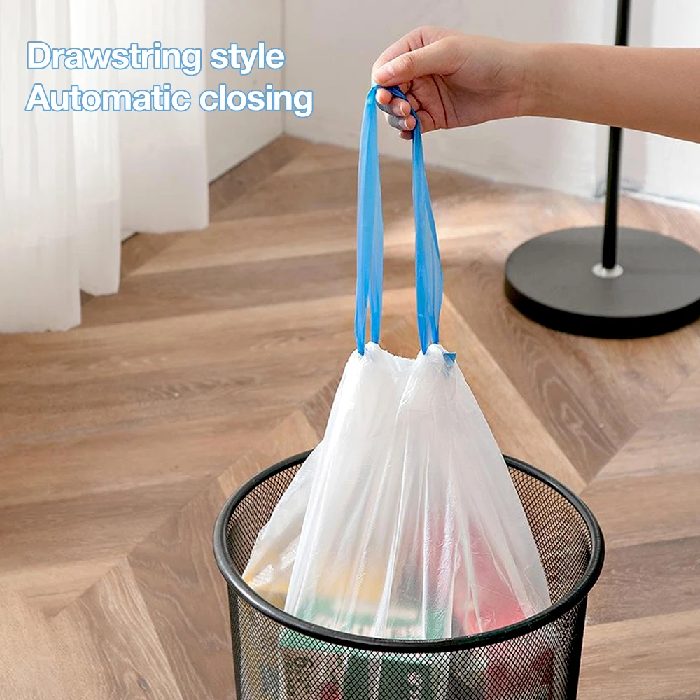 5/10 Rolls 75/150Pcs Drawstring Garbage Bag Household Disposable Trash Pouch Kitchen Storage Garbage Bags Cleaning Waste Bag