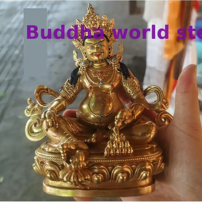 special offer# Wholesale high grade quality Buddha statue COPPER Tantric Yellow Jambhala fortune god Buddhist HOME Altar worship