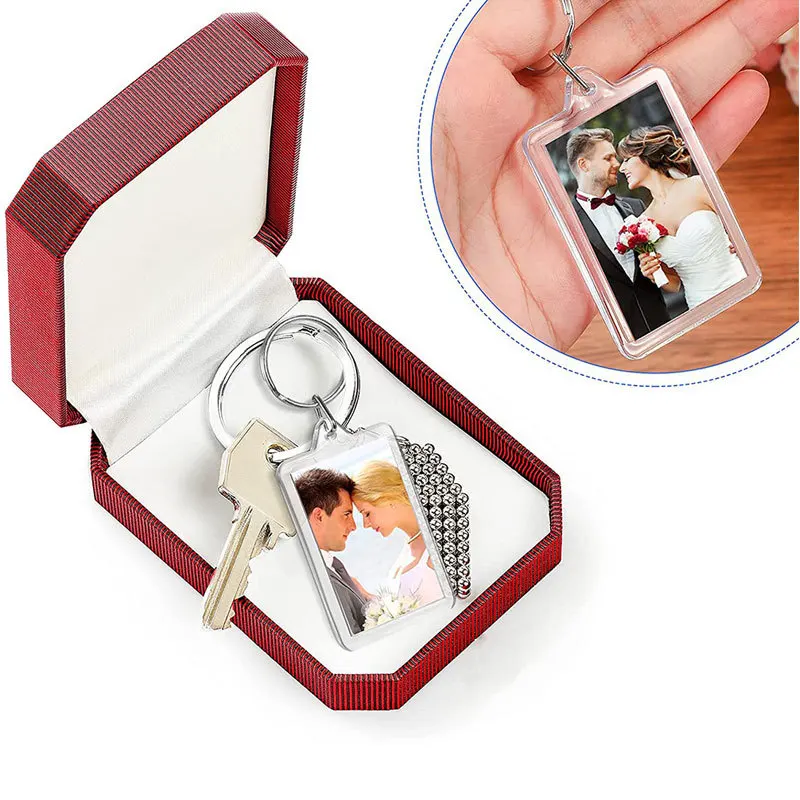 Customizable High Quality Photo Frame Keychain Photo Pendant DIY Acrylic Keychain Creative Empty Shell Transparent Key