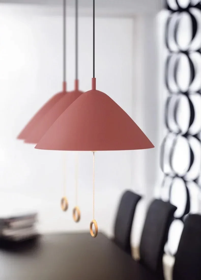 Nordic creative restaurant hot pot shop office chandelier study children's room personality makaron pull switch Chandelier