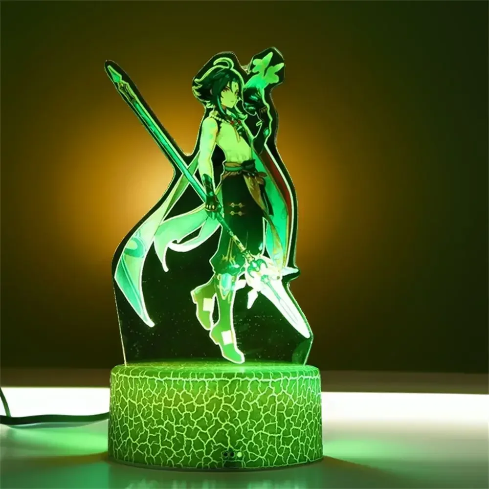 Anime Figures 3D Lamp Zhongli Xiao Genshin Impact LED Night Light Smart Touch Remote RGB Decoration Room Kid Birthday Toys Gifts