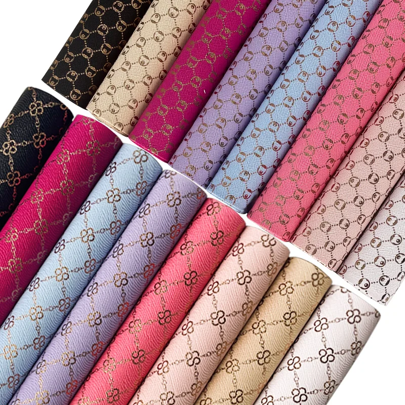 Colored Bronzing Flower Print PU Holographic Faux Leather Sheets for Earrings Shoes Handbags DIY Crafts Vinyl Fabric 30*135cm