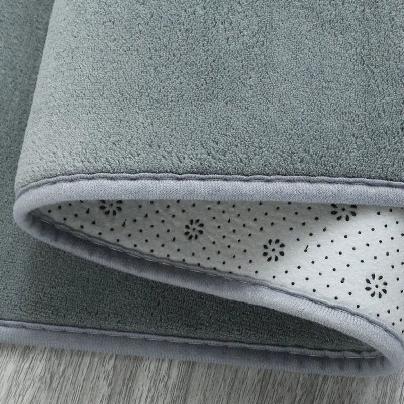 سجادة مخملية مرجانية مستديرة لمنطقة غرفة المعيشة الحديثة بلون سادة لغرفة نوم الأطفال سجادة لعب صامتة ومقاومة للرطوبة رمادي #4