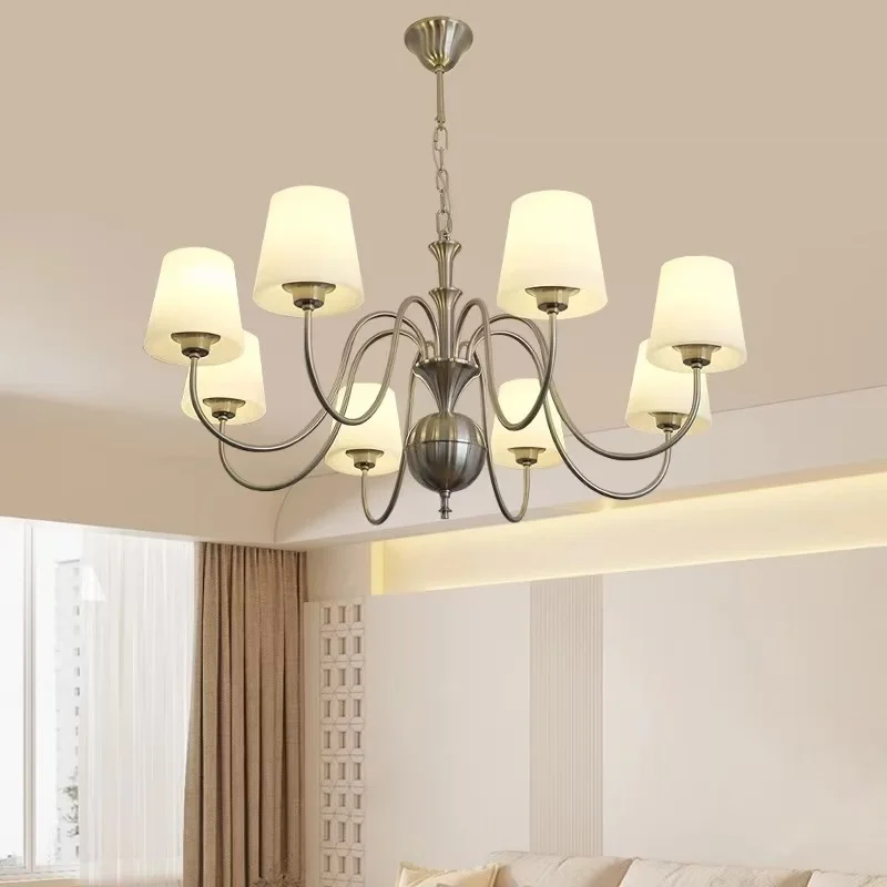 French Luxury Shell Chandelier, American Vintage Living Room Main Light, Mid-Century Cream Style Artistic Grand Dining Room Lamp