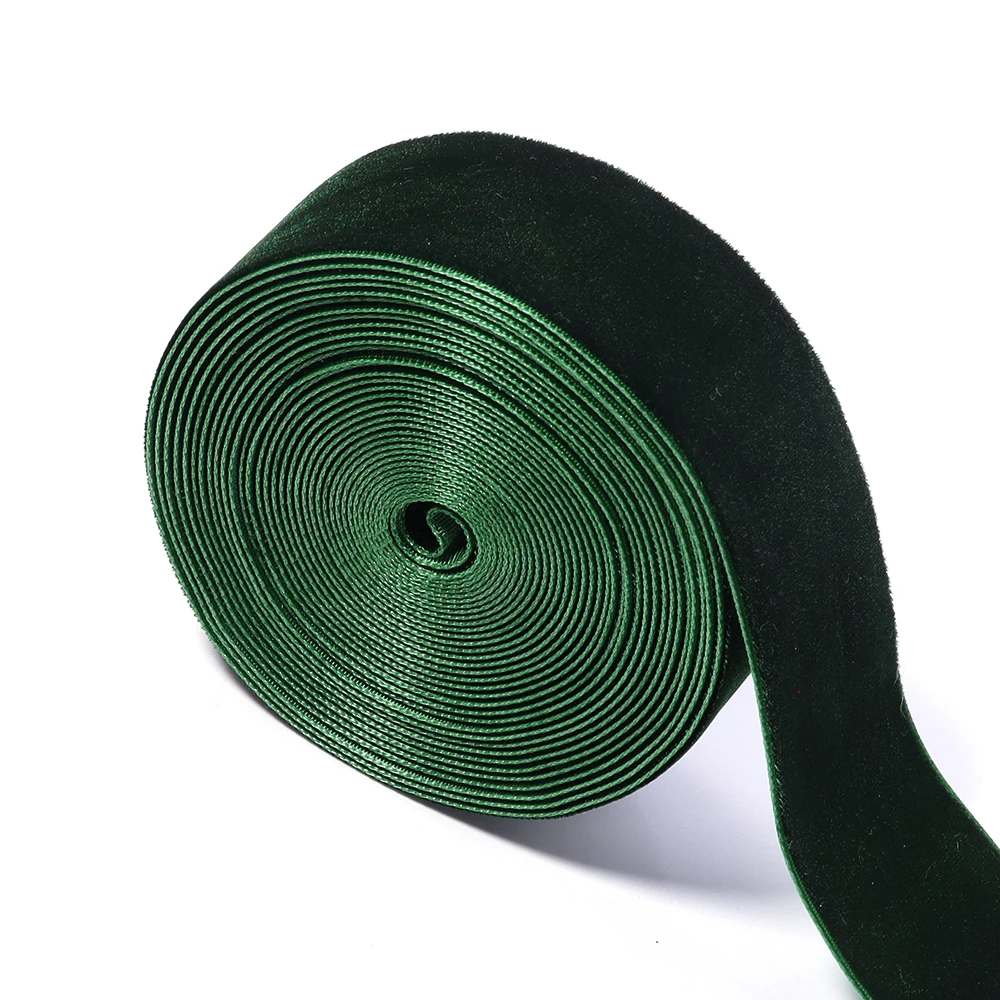 5–10 Yards/Rolle dunkelgrüne Samtbänder, einseitiges Beflockungsgurtband für Weihnachtsfeier, DIY, handgefertigte Geschenkverpackung, Dekoration – Detail 13