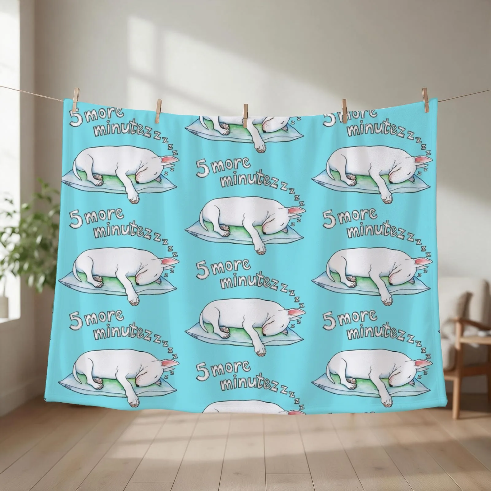 New Bull Terrier sleeping 5 more minutes Throw Blanket couch cozy soft plush fuzzy picnic outdoor blanket