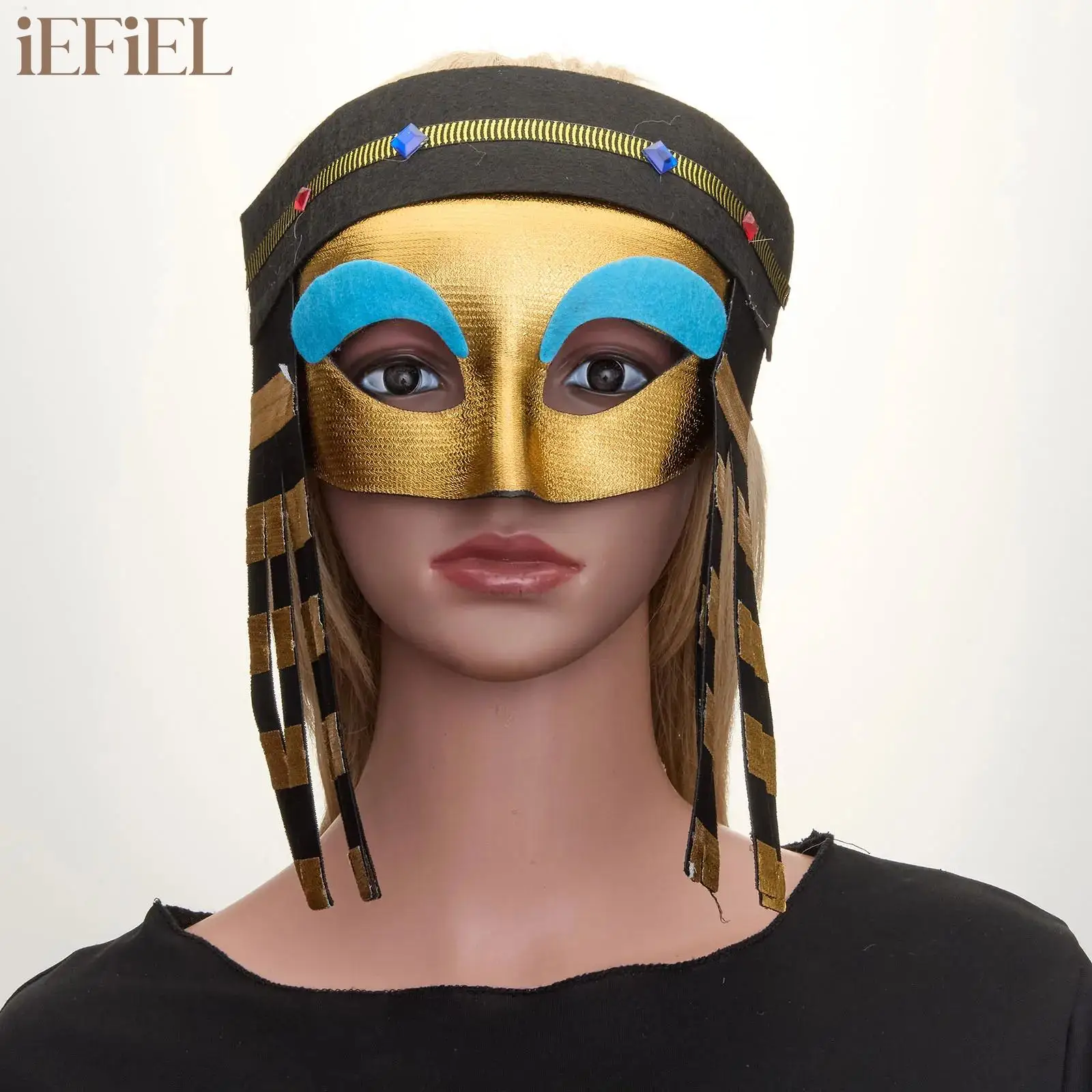 

Halloween Egyptian Pharaoh Costume Accessories Egyptian Headpiece +Detachable Snake Scepter +mask+Egyptian Neck Collar Role Play