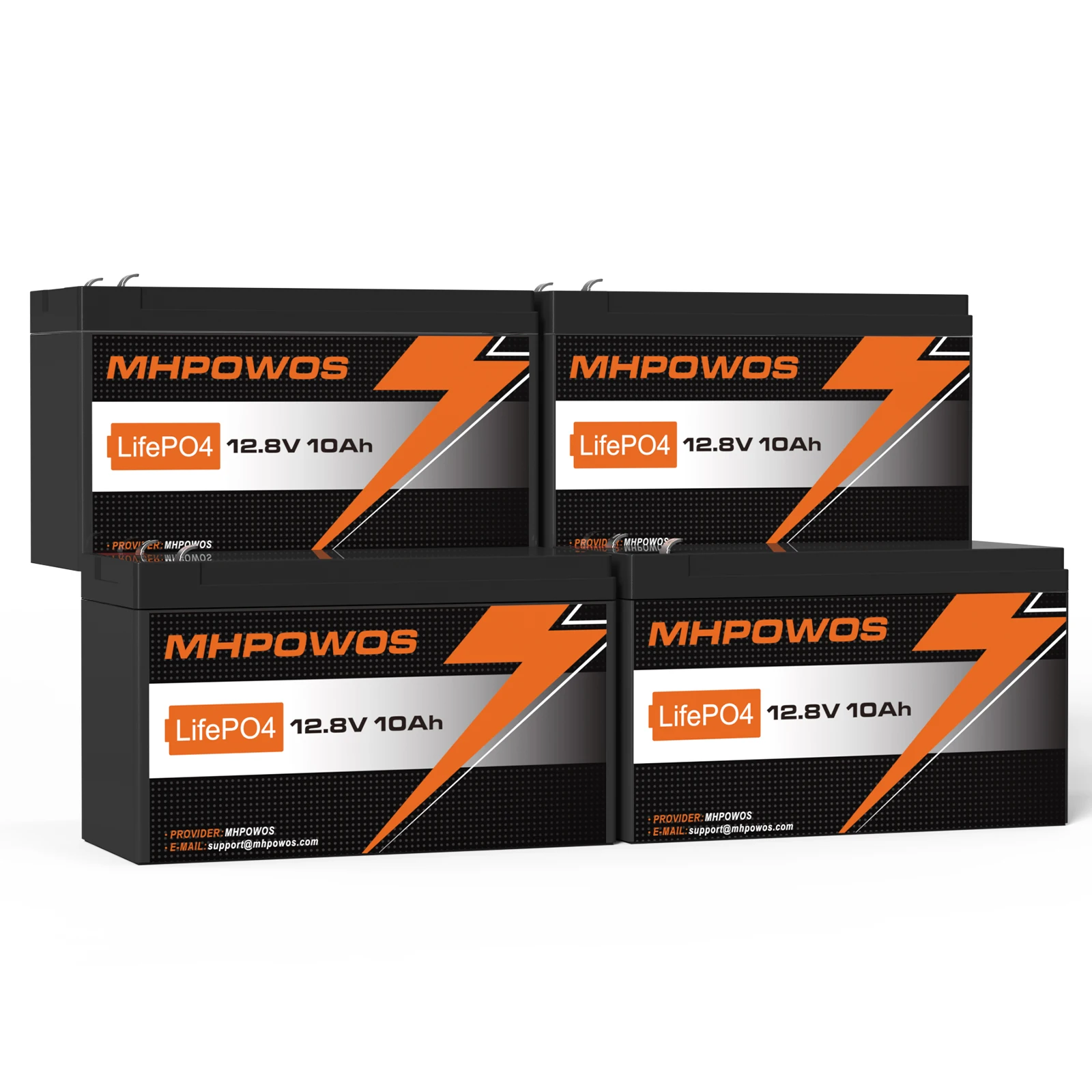 4 Pack MHPOWOS Lithium Battery 2000+ Cycles LiFePO4 12V Battery Built-in BMS, 12V Lithium rechargeable Battery for Scooter, UPS