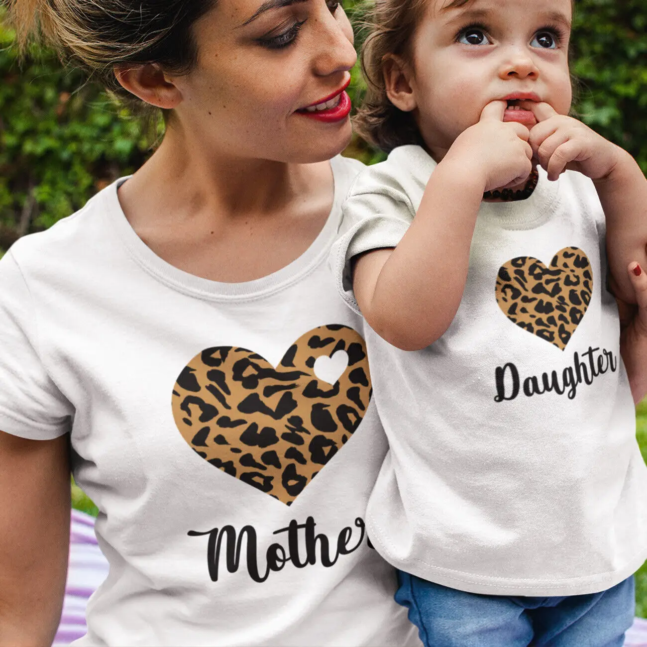 Mothers Day Leopart Print Matching T-Shirt Daughter Mother Matching Gift Shirts