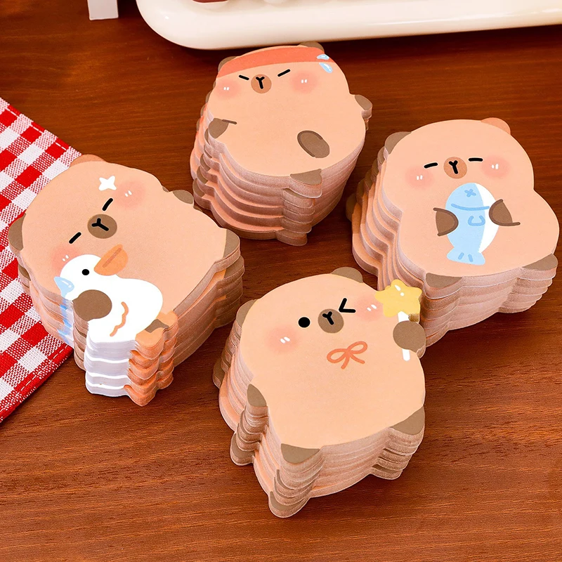60 Vellen Capybara Post Sticky Notes Hoogwaardige Leuke Herbruikbare Sticky Notes Cartoon Zelfklevende Sticky Notes Student Briefpapier