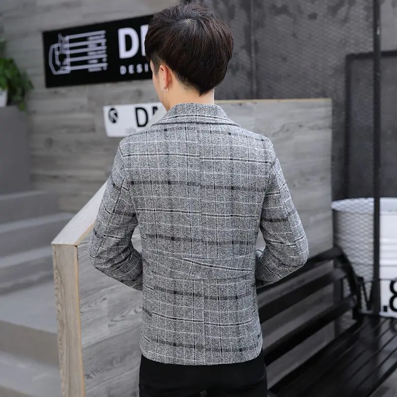 Men's Short Wool Blend Peacoat 2026 Autumn Winter New Korean Style Slim Fit Casual Trench Coat Outerwear