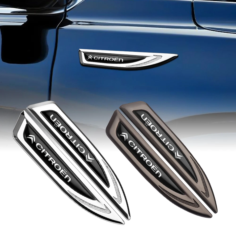 2Pcs 3D Metal Car Side Fender Rear Trunk Emblem Badge Sticker Decal For Citroen C1 C2 C3 Grand C4 Picasso C4L VTS C-ELYSEE Saxo