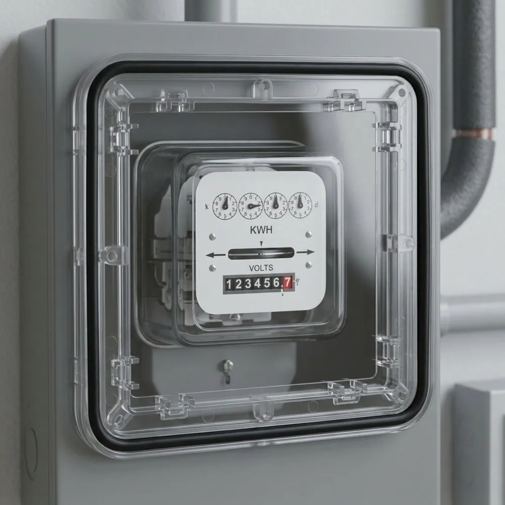 Electrician Shatterproof Panel 11.8*11.8cm Electric Meter Cover Snap-fit Mounting Design Screw Fastening Included