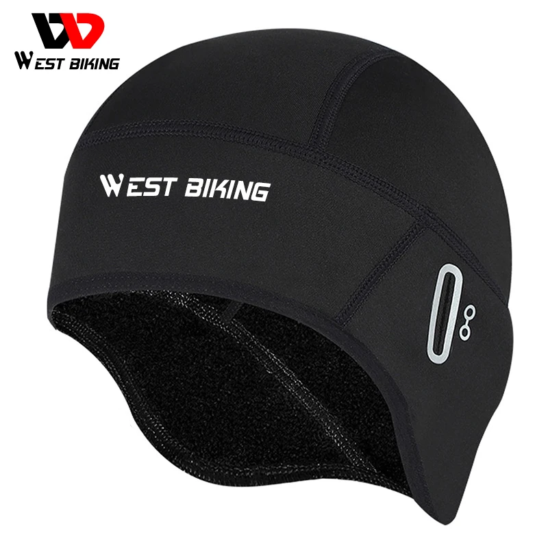 WEST BIKING 겨울 양털 사이클링 모자 방풍 열 해골 모자, 헬멧 라이너, 달리기 스키 오토바이 라이딩 남성용, MTB 자전거 모자