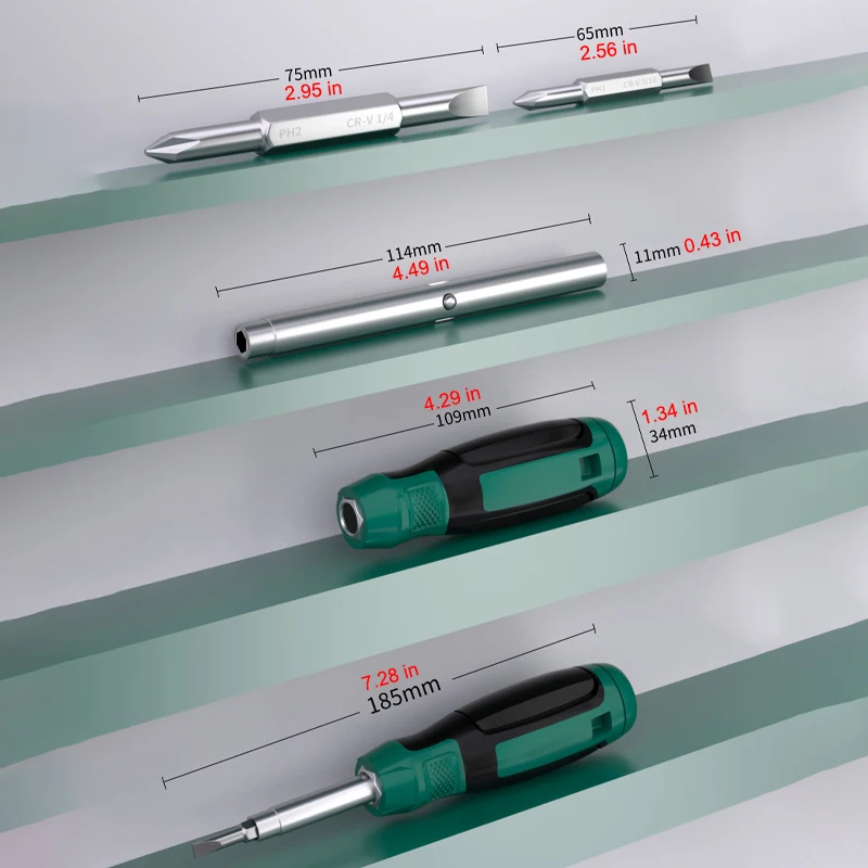 6-in-1 Outer Hexagon Socket Screwdriver Double Head Slotted Cross Nut Key Phillips Flat Driver Chrome Vanadium Steel Hand Tools