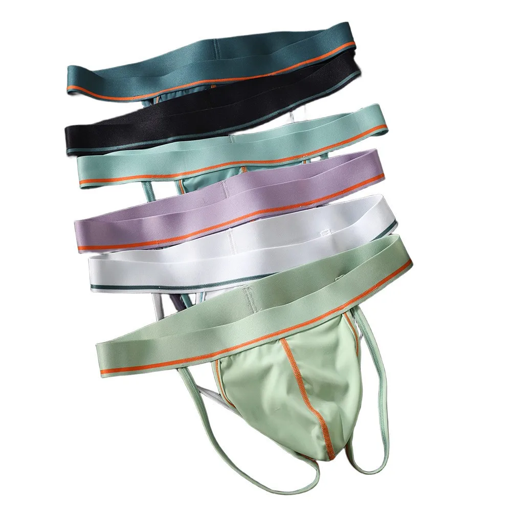

Fashion Breathable Men U Convex Pouch Double Strap Sexy Thong Underpants High Elastic G-strings Underwear