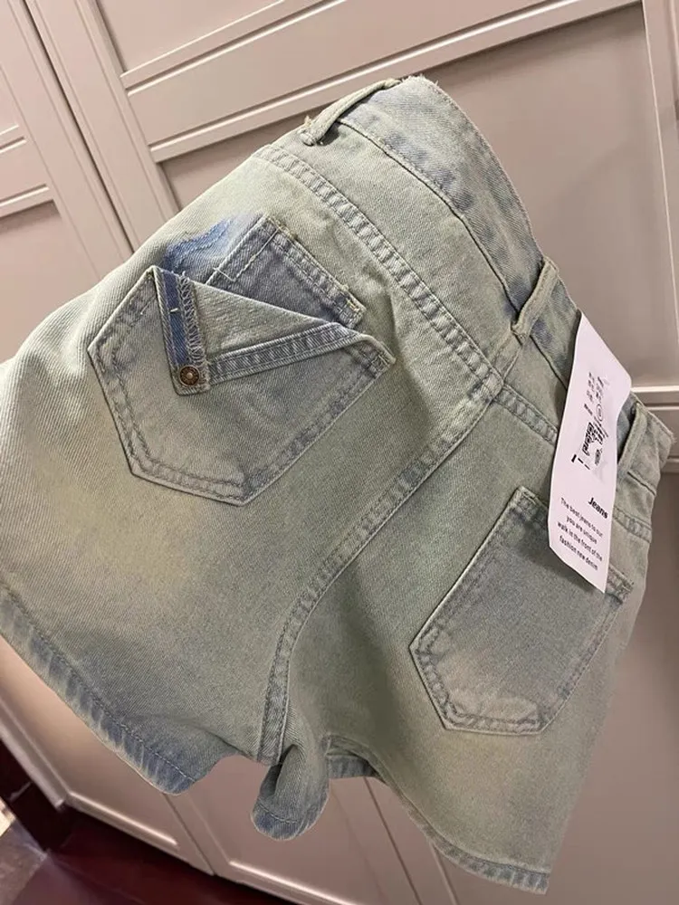 High Waist Denim  Skirt Women's Summer New plus Size A-Line Half Body Skirt Pear Shape Body Slimming Wrap around Skirt