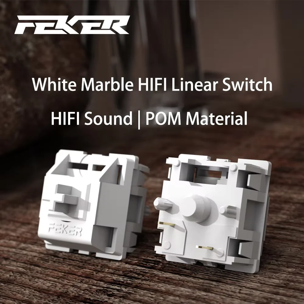 FEKER White Marble Switch 42 gf 5 Pins Linear Switches For Mechanical Keyboard HIFI 20mm Spring Gaming Cherry MX Hot Swap Switch