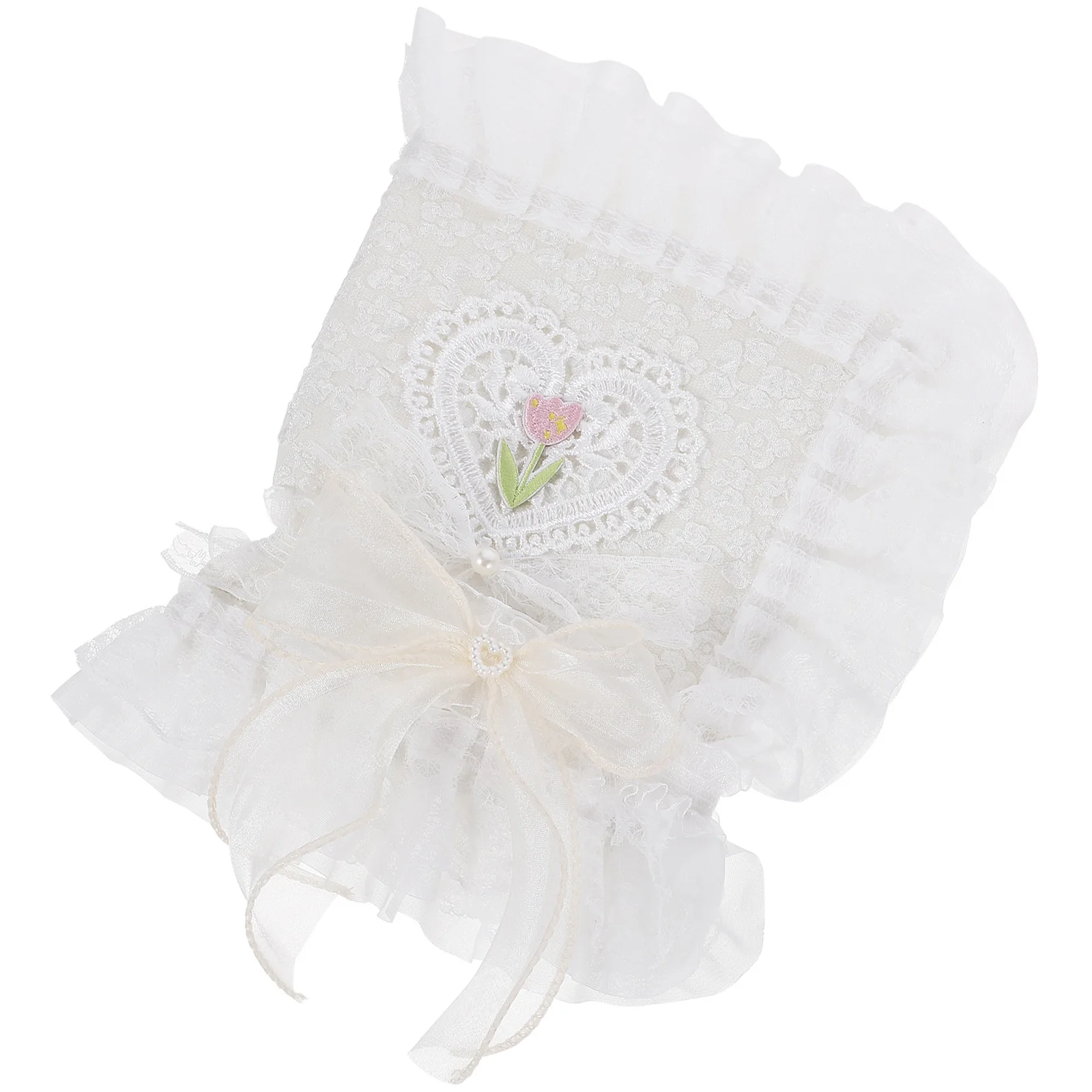 Cover Protective Sleeve Hand-made Lace Decorative Book Clothes Covers White Polyester Notebook With Strap For Students Stylish