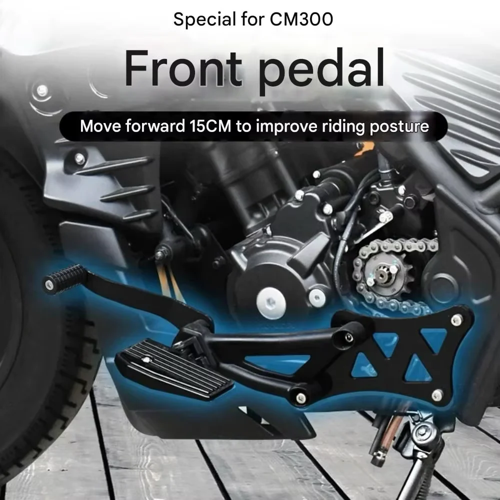 For the CM300 Rebel modification, the front part of the pedal is moved forward and a dedicated widened pedal is added.