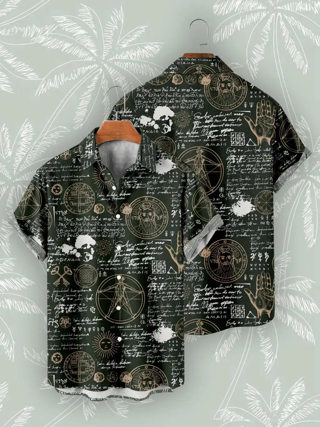 Vintage Cosmic Graphic Print Summer Men's Shirts Casual Oversized Short Sleeve Fashion Single-Breasted Blouses Hot Men Clothing