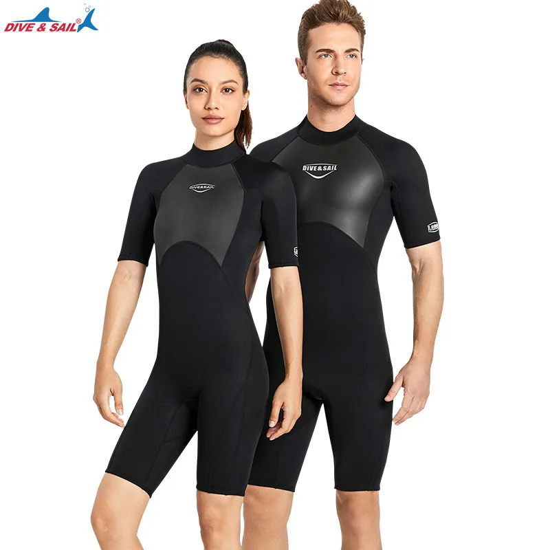 Warm Diving Suit with Short Sleeve, European and American, Snorkeling, Swimming, Cold-Proof, Surfing, Plus Size, 2mm