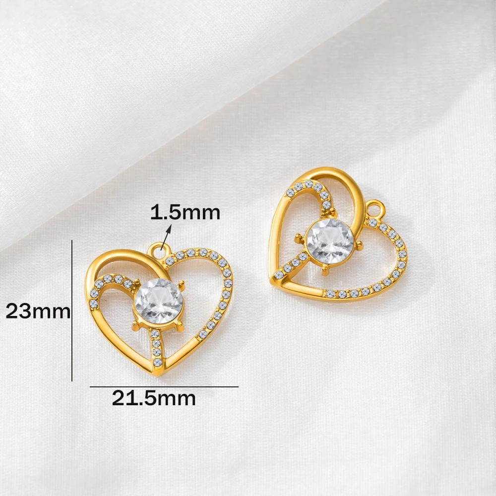 2 Stück Edelstahl-Strassanhänger Zirkonia Schildkröten-Herz Emaille-Anhänger DIY für Halsketten, Armbänder, Schmuckherstellung und Basteln – Detail 4