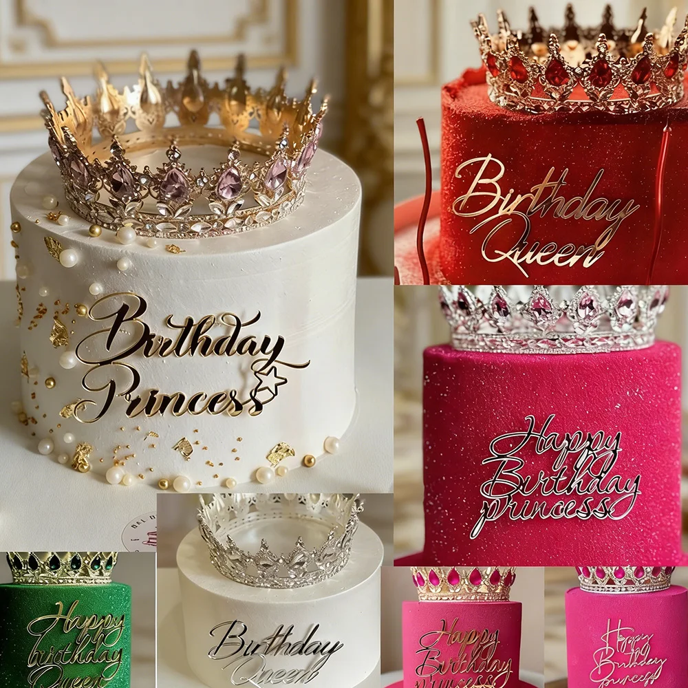 Adorno de Acrílico para Pastel con Temática de Princesa y Reina para Niñas, Decoración para Pastel de Cumpleaños, Sweet 16, Mitzvah, Baby Shower, Artículos para Fiestas y Celebraciones