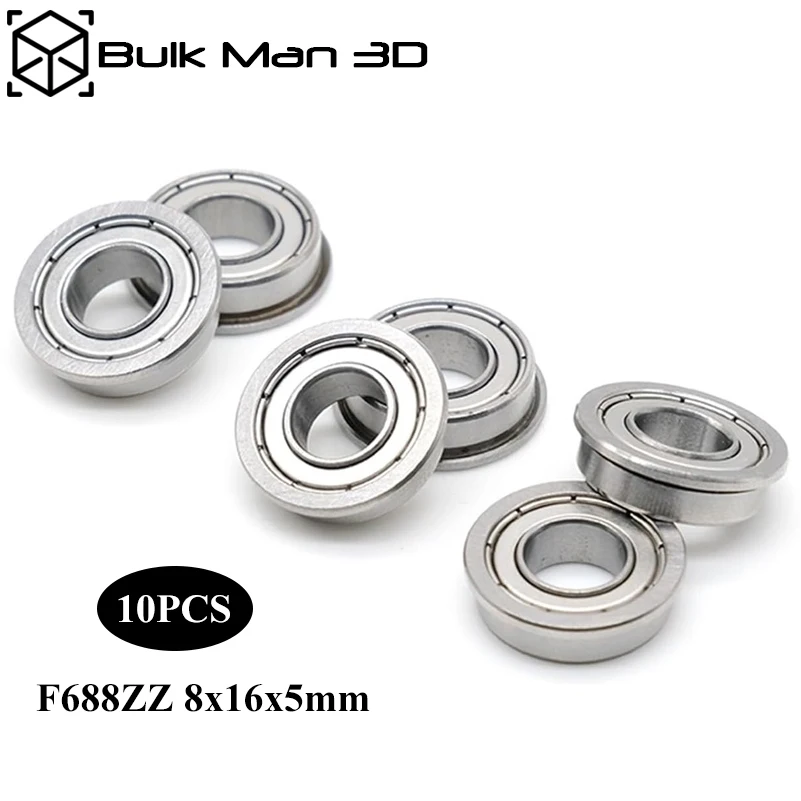 10Pcs F688ZZ Flanged F688Z Mini Ball Bearings Metal Double Shielded Flange Deep Groove Ball Bearing 8x16x5mm for 3D Printer