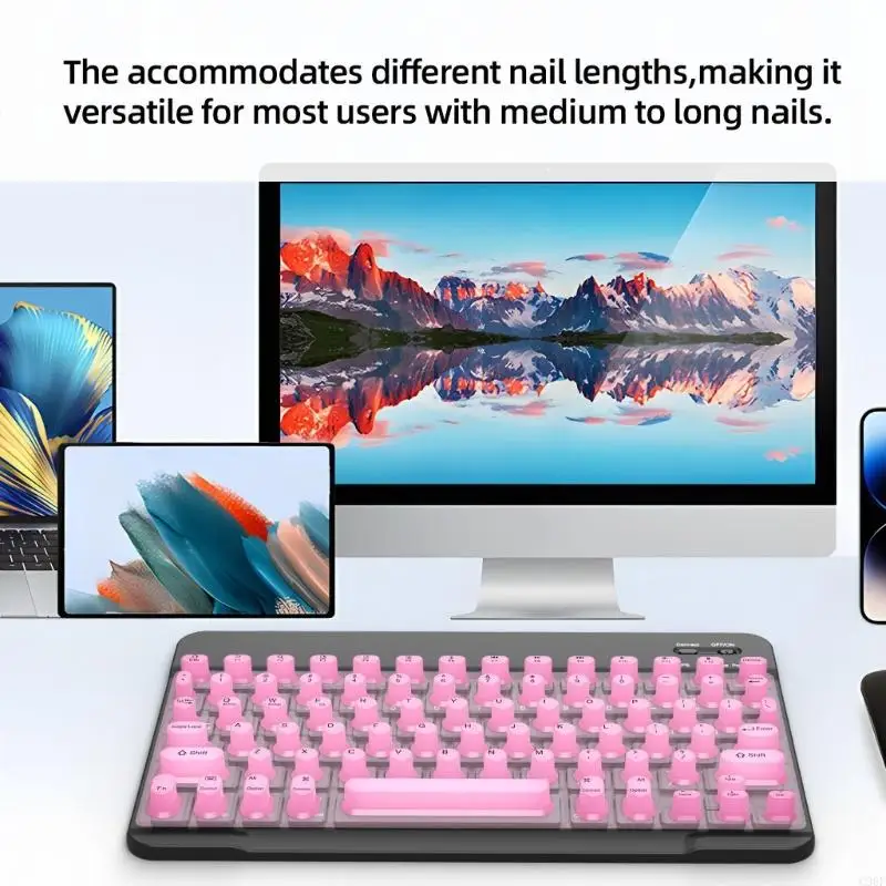 C90F Silicone -toetsenborden bedekken voor nagels verhoogde keycaps Ergonomische typing manicure protecties antidust