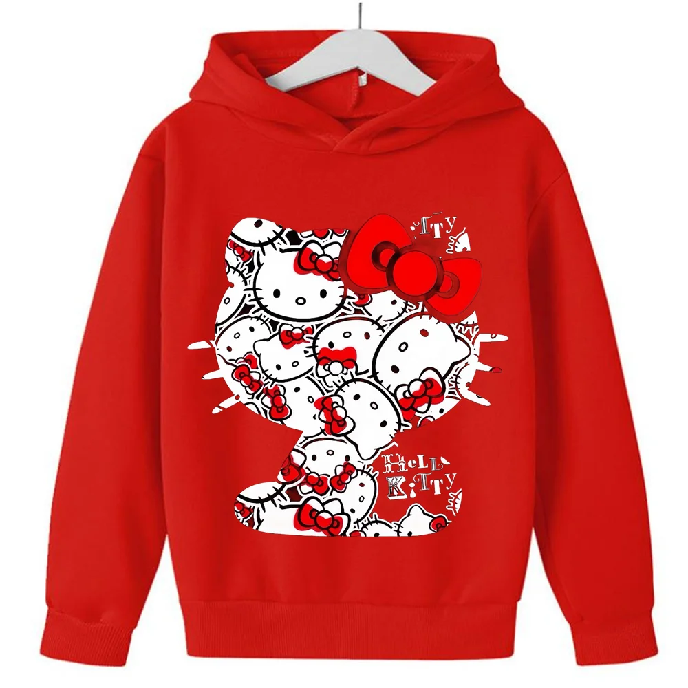 Boys Girls Hello Kitty Hoodies Long Sleeves Cartoon Sweatshirt Baby Children‘s Clothing Autumn Pullovers Women Kids Street Wear