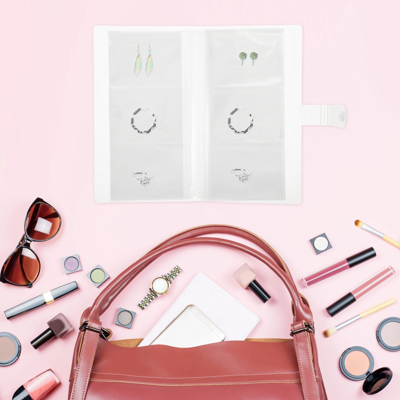 

Dustproof Storage Bag Compact Jewelry Book Earring Organiser Organizer Earrings Pvc Travel Album