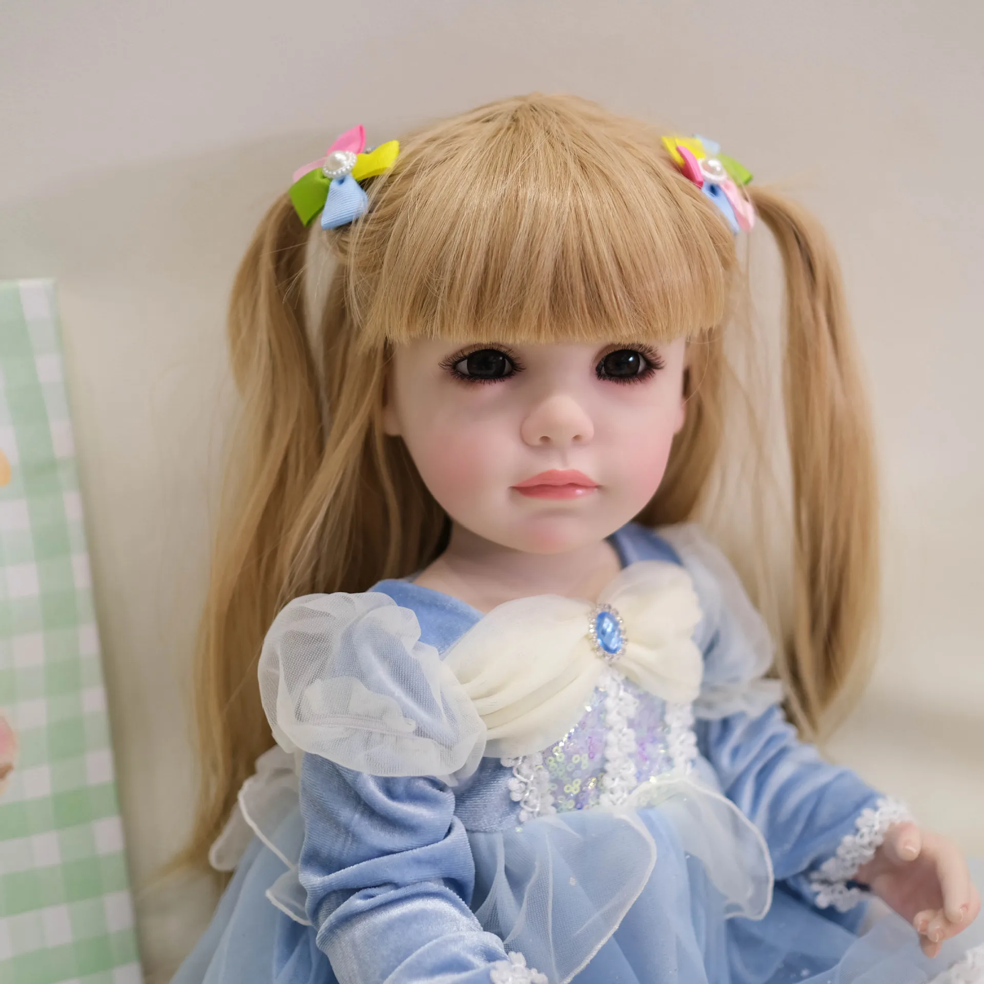 55cm Full Silicone Vinyl Reborn Baby Doll Girl Family's Christmas Gift Child muñecas reborn Princess Toddler Bebe Birthday Gift