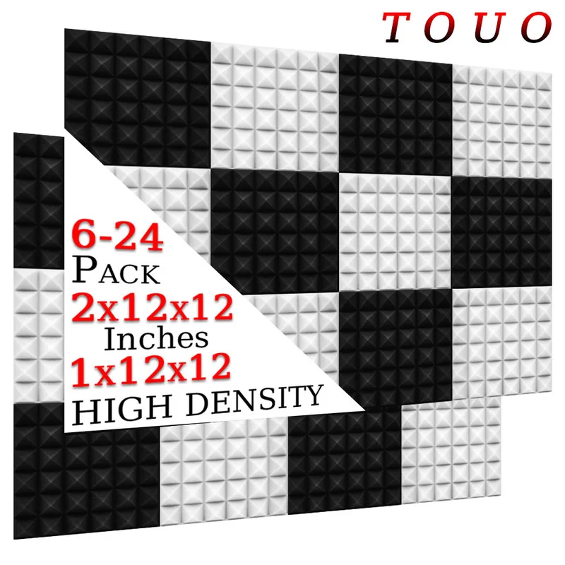 

TOUO Acoustic Foam 6/12/24 Pcs Pyramid Foam Panels Sound Absorbing Sound Insulation Material Home Cinema Acoustic Treatment