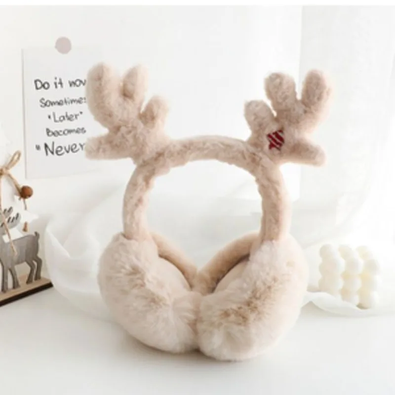 New Cute Deer Horn Plush Earmuffs Unisex Winter Ear Warmer Children  Antifreeze Ear Cover Fur Earplugs Birthday Christmas Gifts