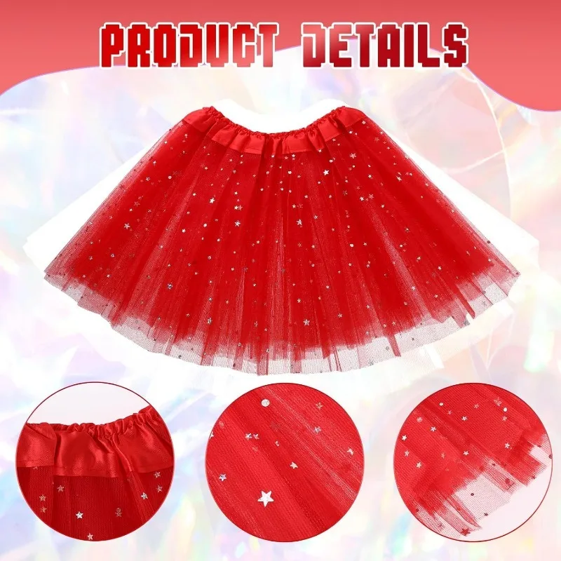 

Princ Skirt Children's Puffy Skirt Sequin Star Me Dance Performance Costume ort Skirt Multi-color Breathable Polyester